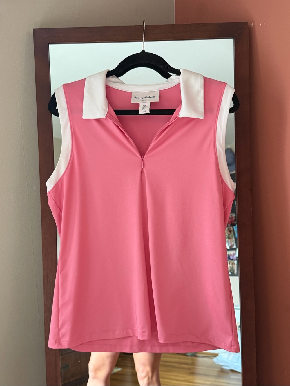 Tommy Bahama Pink Sleeveless Polo with White Trim